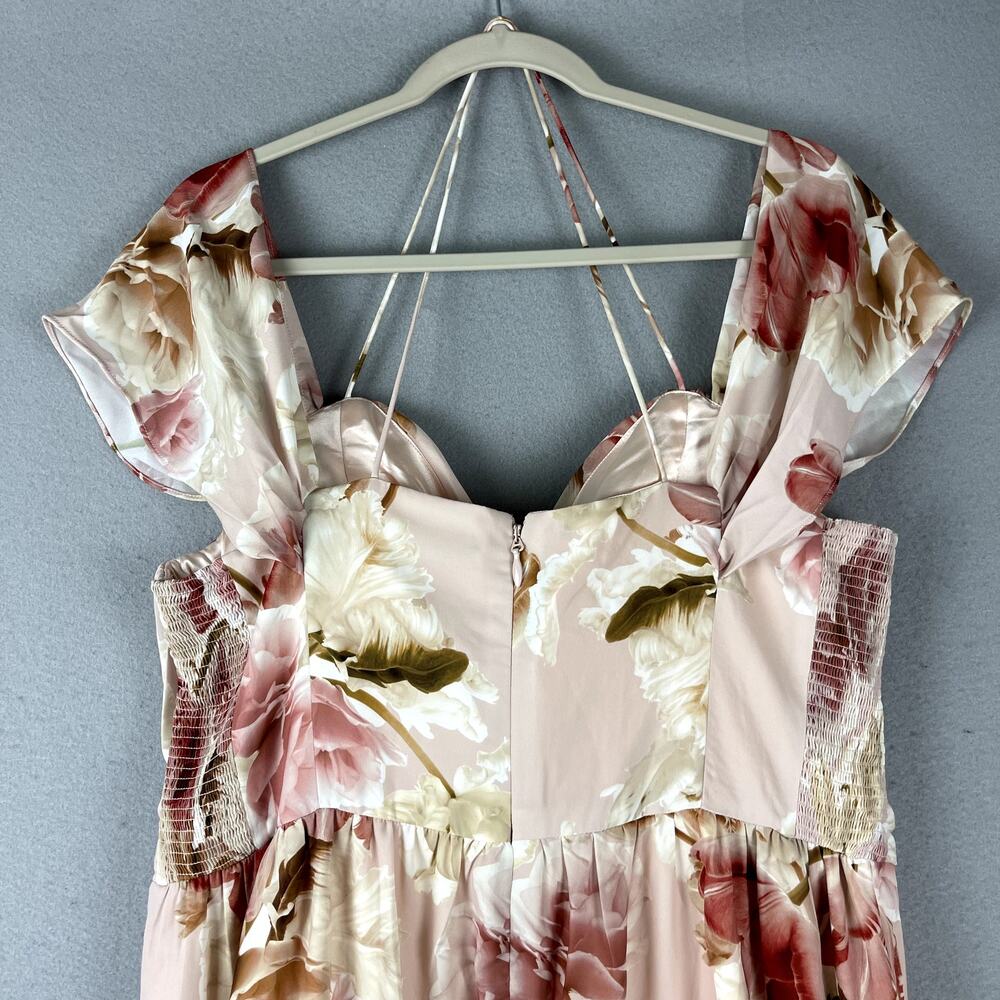 City Chic Maxi Dress Womens Medium 18 Pink Rose Faux Wrap Cocktail Drape NEW - Picture 15 of 16
